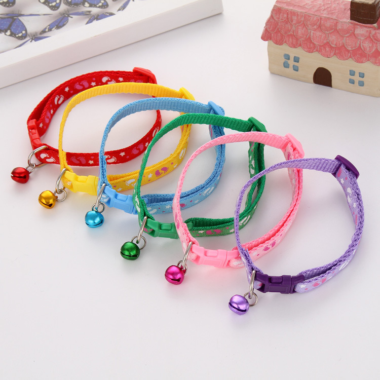 Picture of Cute Bell Pet Collar Puppy Cartoon Pattern Adjustable Collar Cat Necklace Accessories Pet Loss Prevention Products