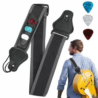 Picture of Guitar Strap with Picks Pocket Perfect for Guitar Enthusiasts