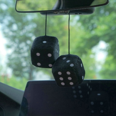 Picture of Car Pendant Colorful Plush Dice Automobiles Rear View Mirror Charms Hanging Ornaments（1 Pair/Black）
