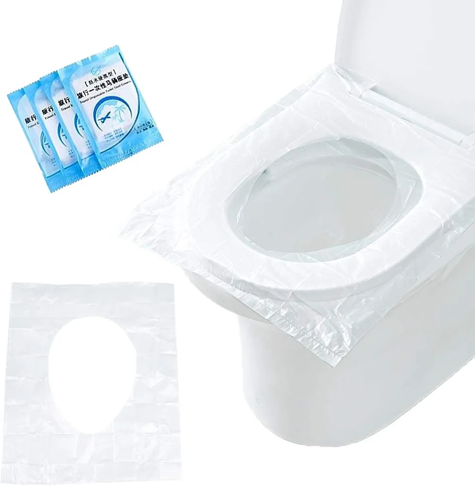 Picture of 2 pc Travel Disposable Toilet Seat Cover, Antibacterial, Waterproof Disposable Camping Travel Bathroom Covers