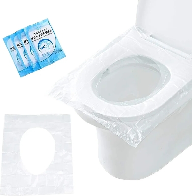 Picture of 2 pc Travel Disposable Toilet Seat Cover, Antibacterial, Waterproof Disposable Camping Travel Bathroom Covers