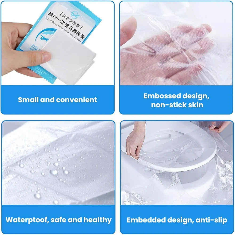 Picture of 2 pc Travel Disposable Toilet Seat Cover, Antibacterial, Waterproof Disposable Camping Travel Bathroom Covers