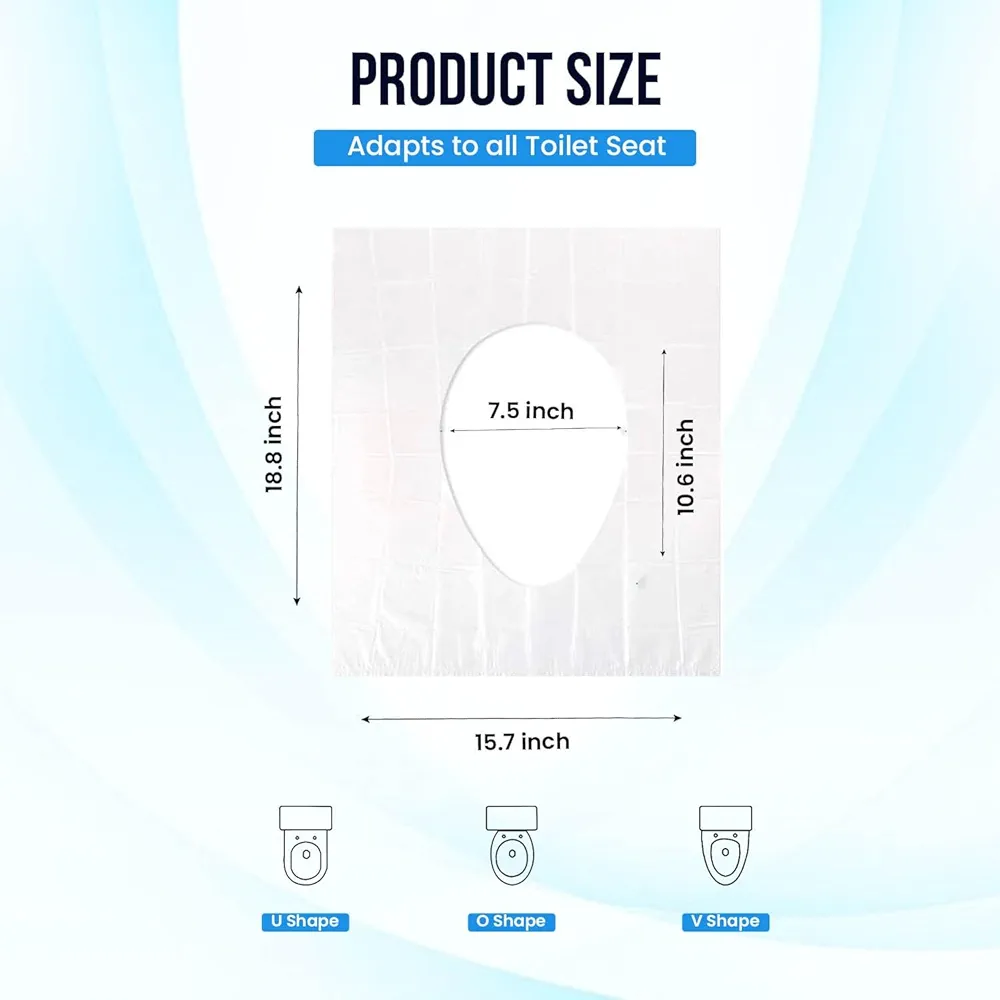 Picture of 2 pc Travel Disposable Toilet Seat Cover, Antibacterial, Waterproof Disposable Camping Travel Bathroom Covers