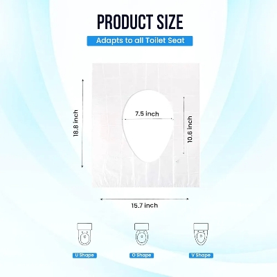 Picture of 2 pc Travel Disposable Toilet Seat Cover, Antibacterial, Waterproof Disposable Camping Travel Bathroom Covers