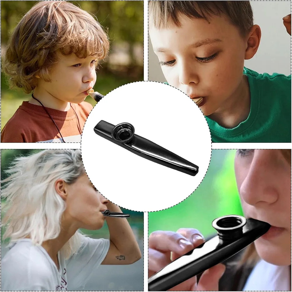 Picture of Metal Kazoo Aluminum Portable Kazoo Ukulele Partner Easy Playing for Replacement (Black)