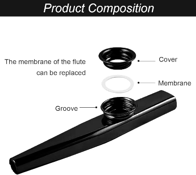 Picture of Metal Kazoo Aluminum Portable Kazoo Ukulele Partner Easy Playing for Replacement (Black)