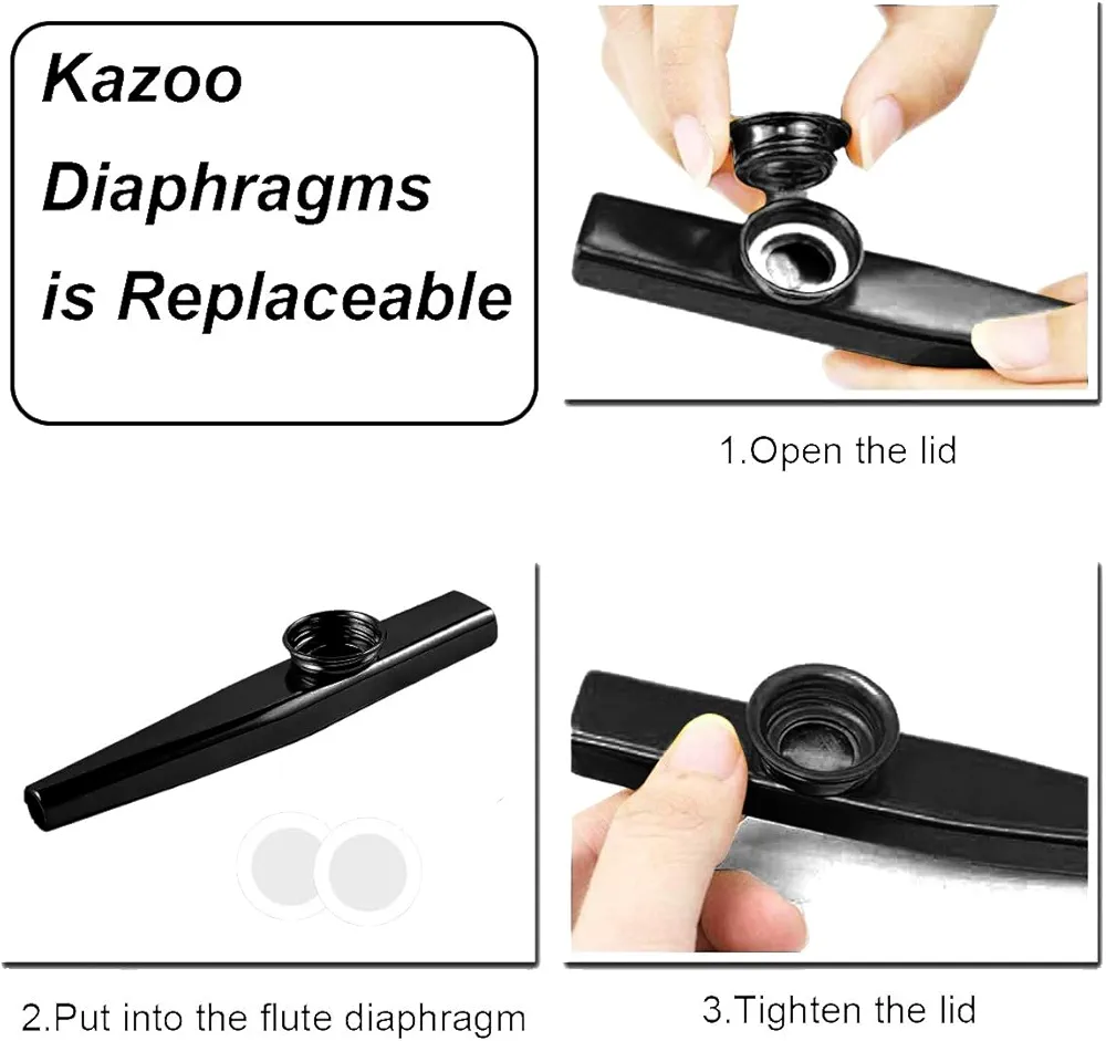 Picture of Metal Kazoo Aluminum Portable Kazoo Ukulele Partner Easy Playing for Replacement (Black)