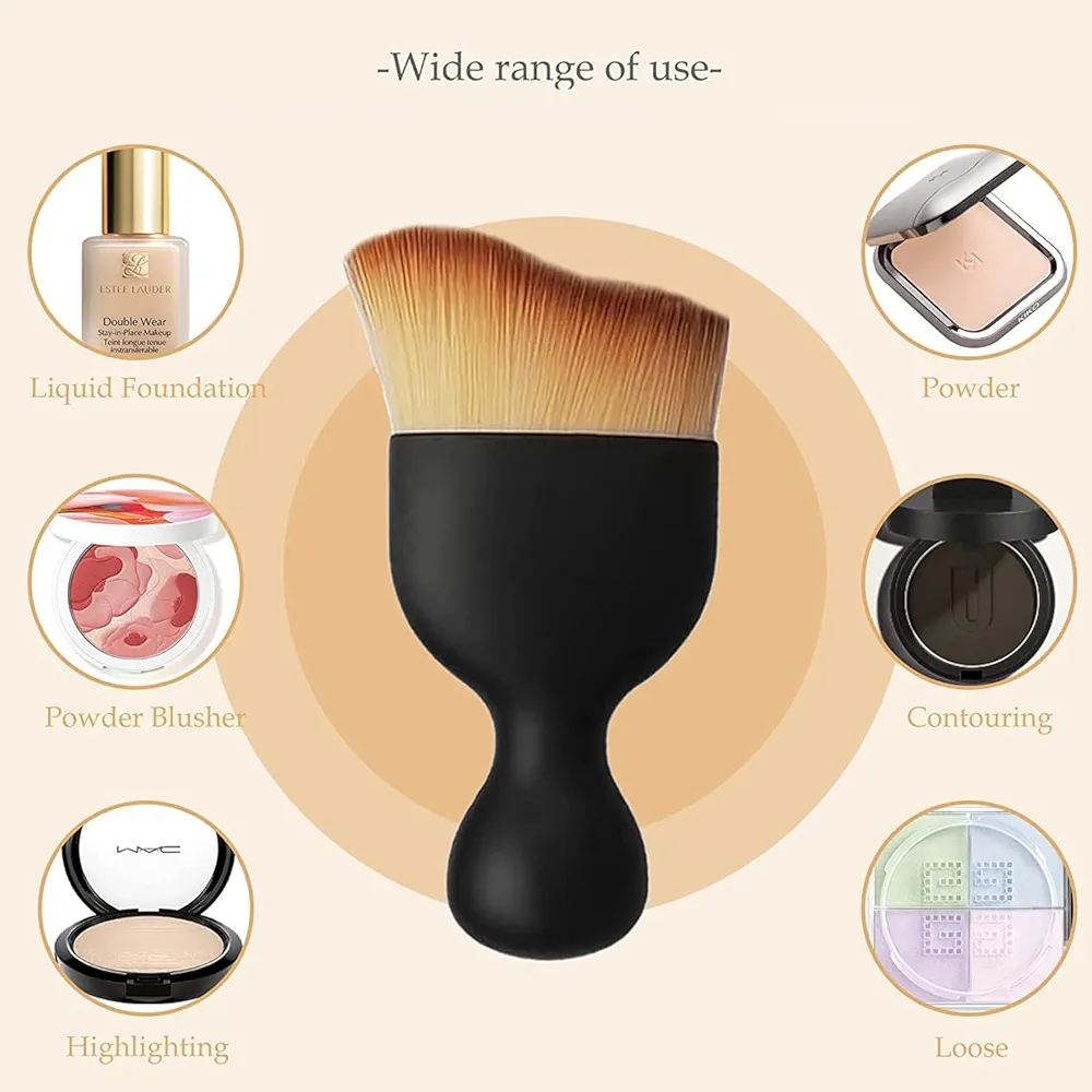 Picture of Makeup Brush, Curved Wine Glass Shape Cosmetics Brush for Blending Liquid, Soft Touch Make Up Brushes For Mixing Liquids, Blush Makeup Brush(Brown)