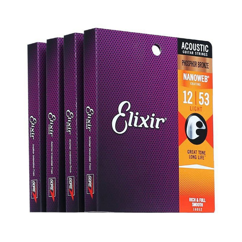 Picture of Elixir 16052 Phosphor Bronze Acoustic Guitar Strings w NANOWEB Coating, Light .012-.053