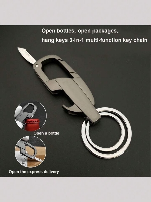 Picture of Mens Womens Car Keychains, Multifunctional Heavy Duty Bottle Opener Keychain