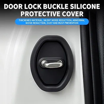Picture of 4Pc Car Silicone Door Latch Protective Cover,Door Lock Buckle Protective Cover for Car Door Locks Absorber Cushion, Thickened Door Protection Latches Covers
