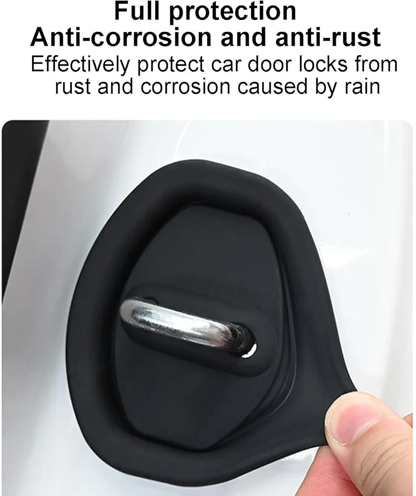 Picture of 4Pc Car Silicone Door Latch Protective Cover,Door Lock Buckle Protective Cover for Car Door Locks Absorber Cushion, Thickened Door Protection Latches Covers