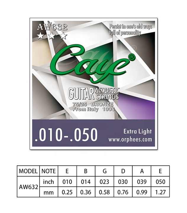 Picture of Caye Bronze Acoustic Guitar String Set From Italy (.10-.50)