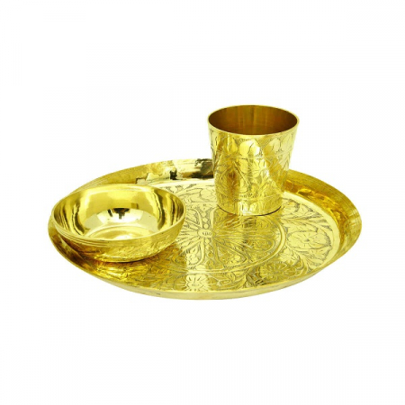 Buy Brass - Pitol Nokshi Plate-Bati-Glass 3 Pcs Set  at the best price in Bangladesh