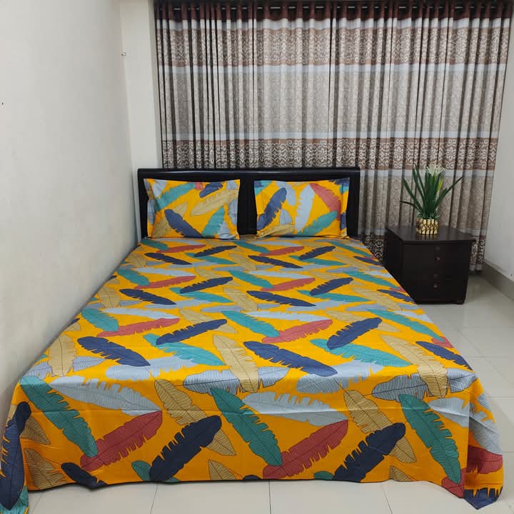Buy  Twil panel cotton double size bed sheet size with two pillow cover  at Best Price In Bangladesh