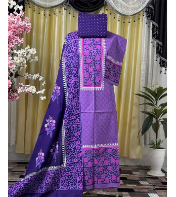 Buy New Exclushive Collection High Qualitiey Cotton Printed Three Piece at Price In Bangladesh