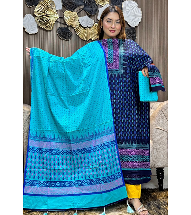 Buy New Exclushive Collection High Qualitiey Cotton Printed Three Piece at Price In Bangladesh