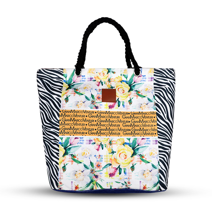 Buy Water Resistant Beach Bag - Floral and Zibra Print Extra Large zippered Beach Tote with Rope Handles at Best Price In Bangladesh