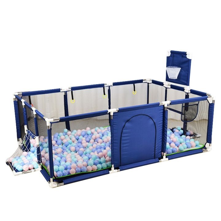 Buy 4 Sides Baby Baby Toddlers Playpen Zipper Door Play Fence Children Infants Folding - Blue (220/120/63 CM) at Best Price In Bangladesh
