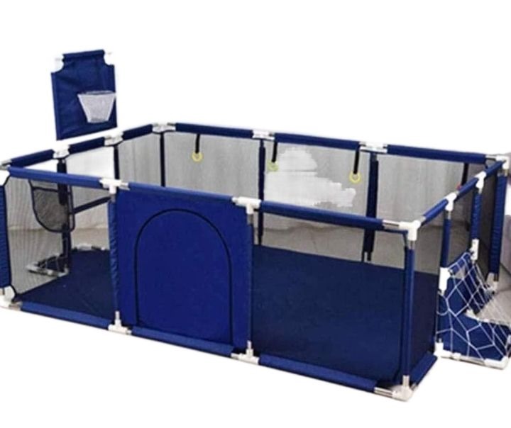 Buy 4 Sides Baby Baby Toddlers Playpen Zipper Door Play Fence Children Infants Folding - Blue (220/120/63 CM) at Best Price In Bangladesh