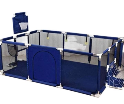 Buy 4 Sides Baby Baby Toddlers Playpen Zipper Door Play Fence Children Infants Folding - Blue (220/120/63 CM) at Best Price In Bangladesh