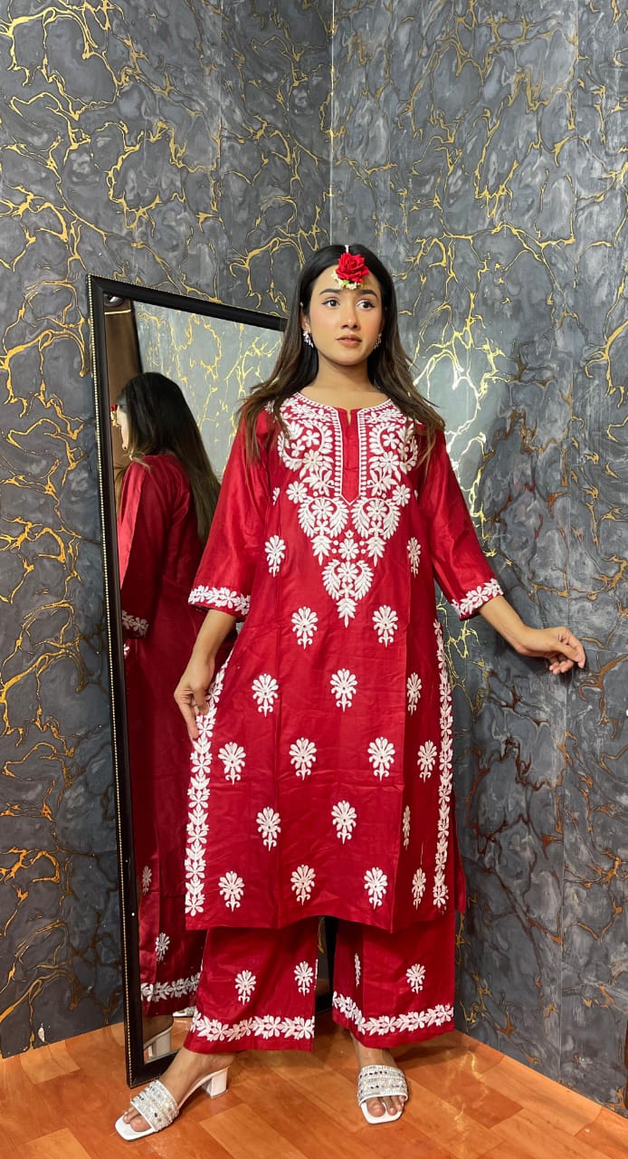 Buy Lucknow Embroidery Work Readymade 2-pcs Short Kmeez Salwar Kameez For Women D-02  Piece at Price In Bangladesh