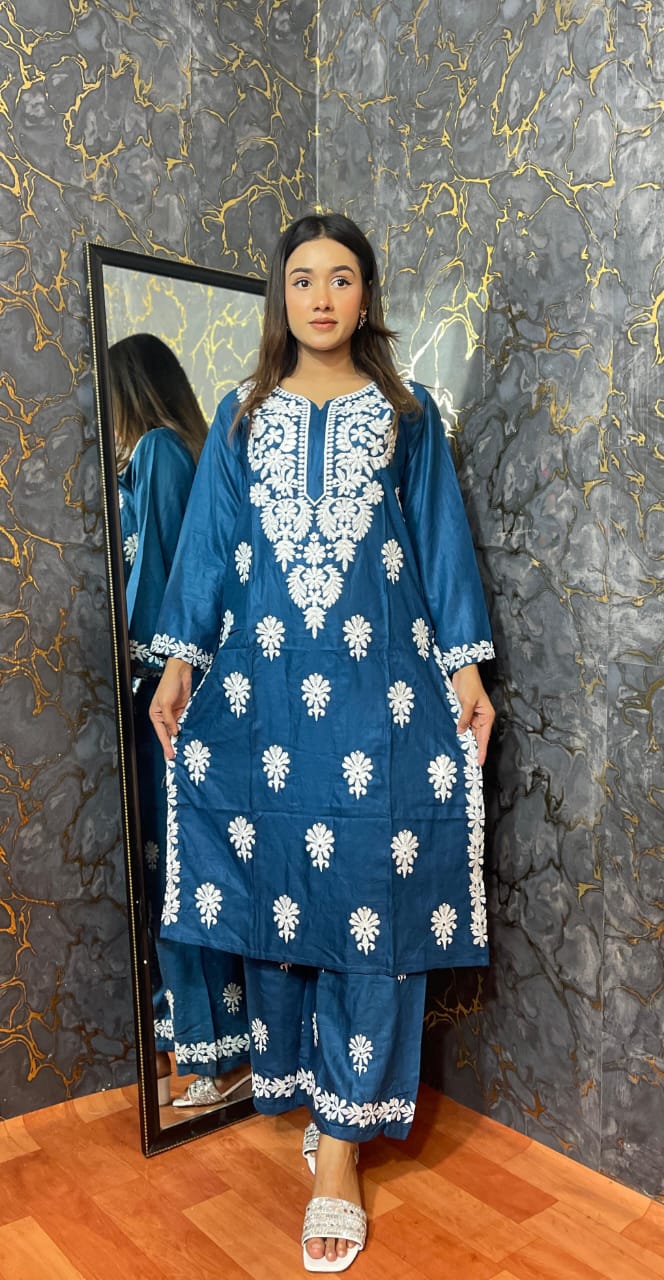 Buy Lucknow Embroidery Work Readymade 2-pcs Short Kmeez Salwar Kameez For Women D-02  Piece at Price In Bangladesh