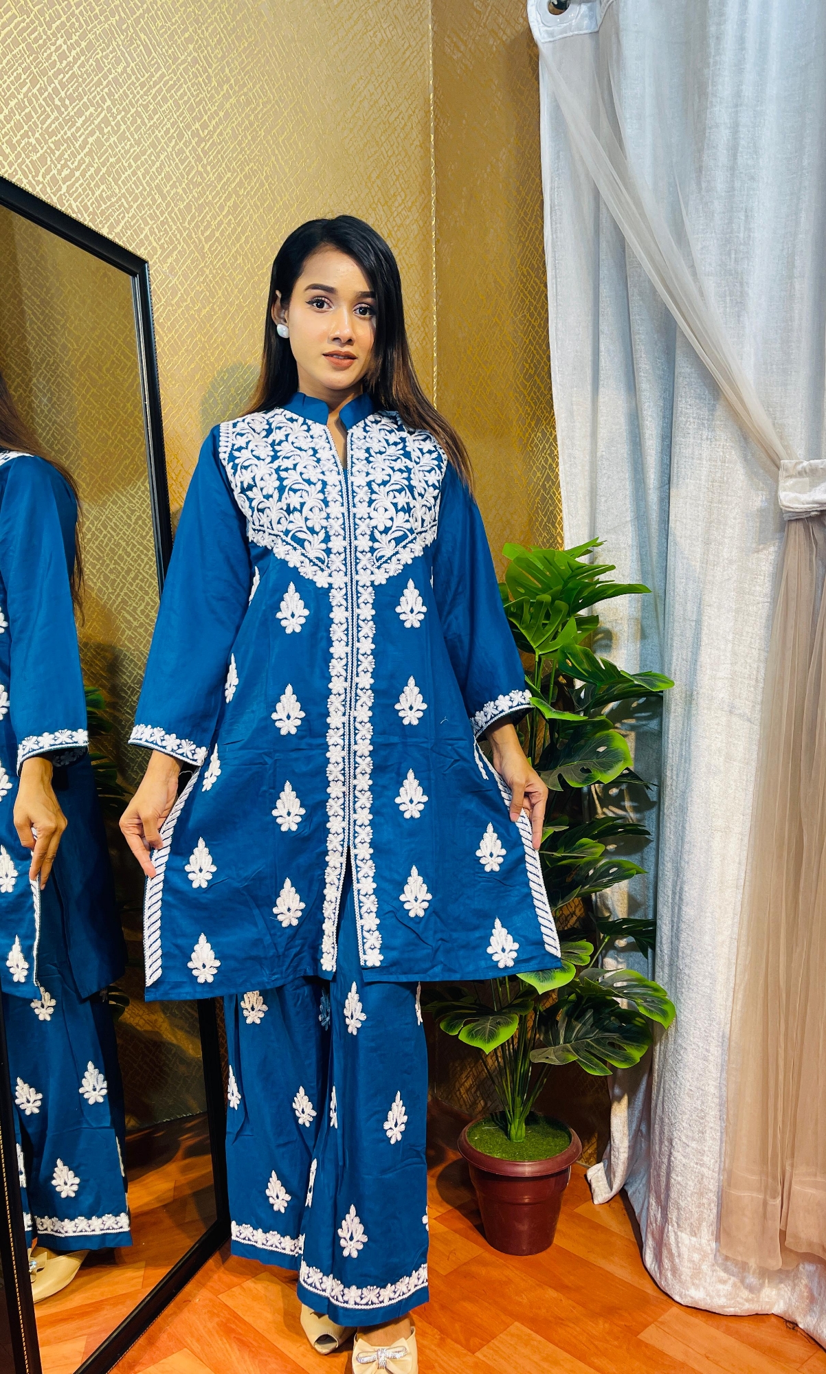 Buy Lucknow Embroidery Work Readymade 2-pcs Short Kmeez Salwar Kameez For Women  Piece at Price In Bangladesh