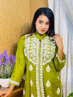 Buy Lucknow Embroidery Work Readymade 2-pcs Short Kmeez Salwar Kameez For Women  Piece at Price In Bangladesh