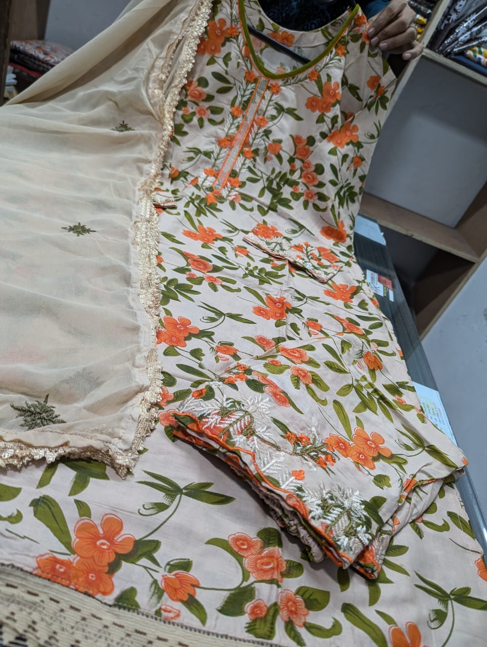 Buy AC cotton Readymade Three Piece Collection With Computer Embroidery, Lace and Screen Print Work  Piece at Price In Bangladesh