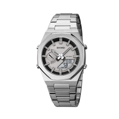Picture of SKMEI 1816 Luxury Dual Time Digital LED Chain Watch for Men - Silver