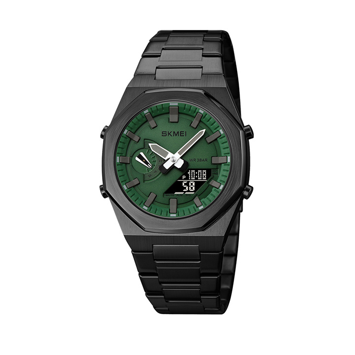 Picture of SKMEI 1816 Luxury Dual Time Digital LED Chain Watch for Men - Green