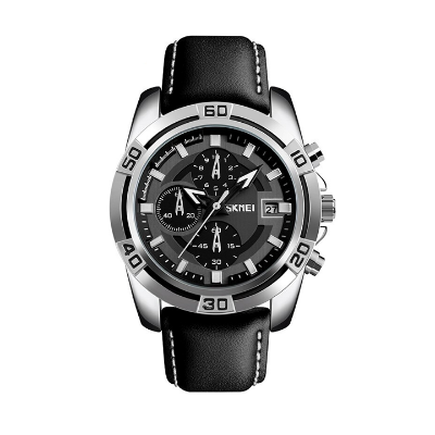 Picture of SKMEI 9156 Chronograph Leather Watch for Men- Black