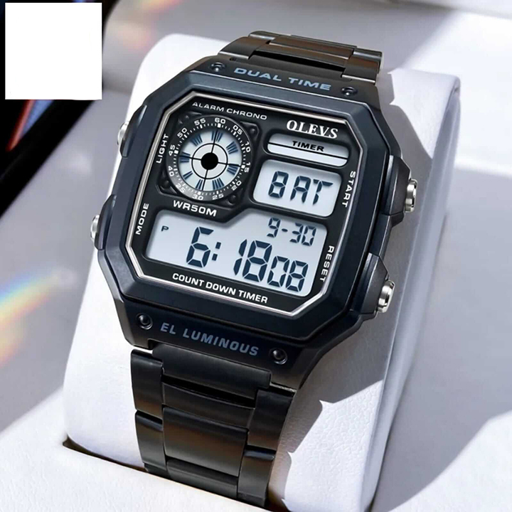 Picture of OLEVS 1108 Chain Dual Time Digital Men’s Watch - Black