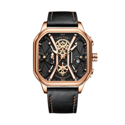 Picture of Nektom 8238 Leather Multifunctional Watch for Men - Gold