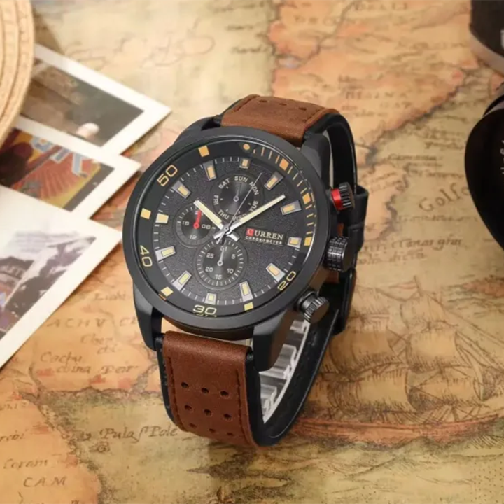 Picture of Curren 8250 Military Sports Men Leather Watch - Brown