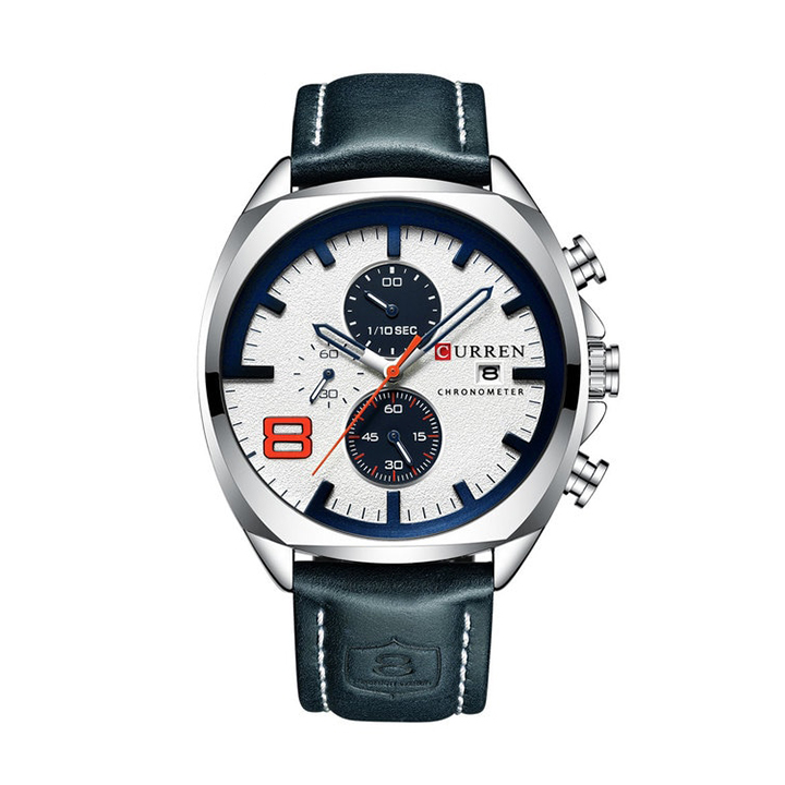 Picture of Curren 8324 Belt Quartz Watch for Men - Blue & White