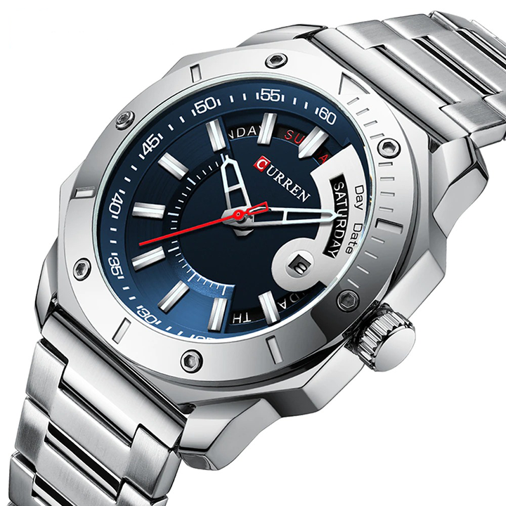 Picture of Curren 8344 Stainless Steel Watch for Men - Silver & Blue