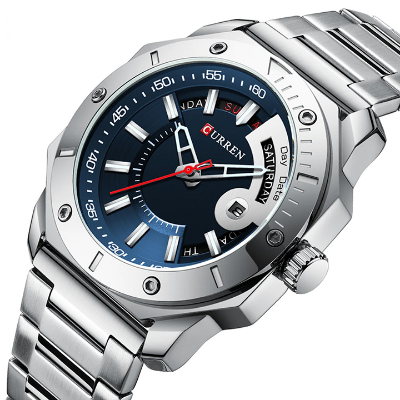 Picture of Curren 8344 Stainless Steel Watch for Men - Silver & Blue