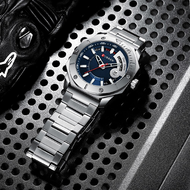 Picture of Curren 8344 Stainless Steel Watch for Men - Silver & Blue