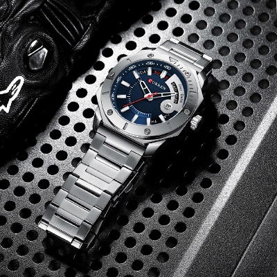 Picture of Curren 8344 Stainless Steel Watch for Men - Silver & Blue