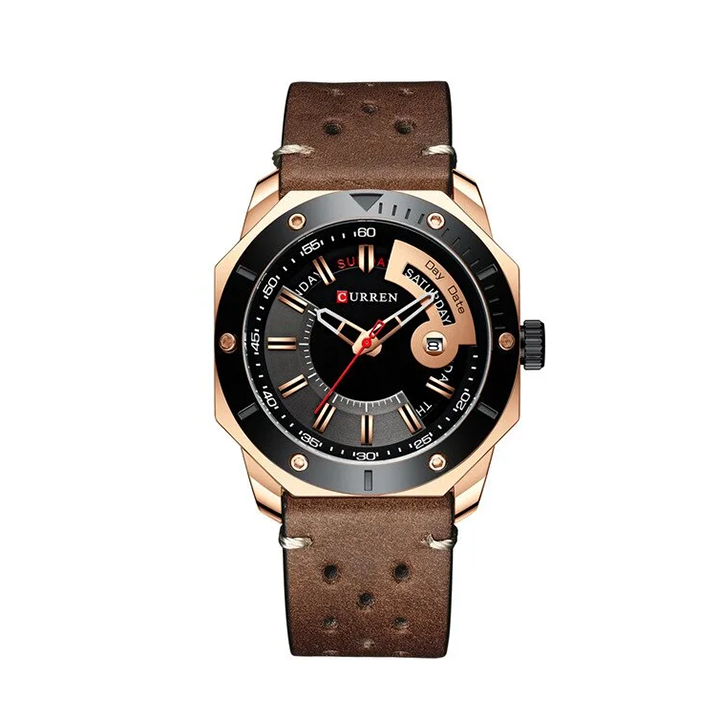 Picture of Curren 8344 Leather Watch for Men - Brown & Black