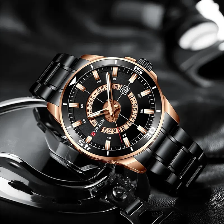 Picture of Curren 8359 Stainless Steel Watch for Men - Gold & Black