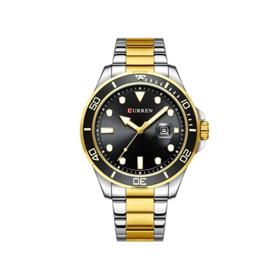 Picture of Curren 8388 Stainless Steel Watch for Men - Gold Black