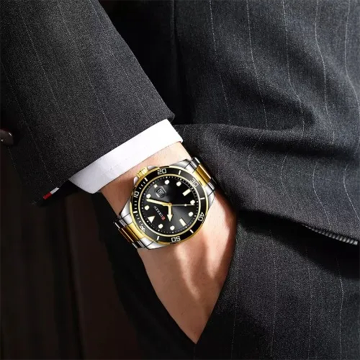 Picture of Curren 8388 Stainless Steel Watch for Men - Gold Black