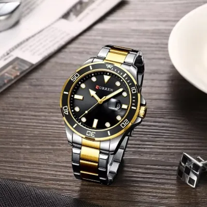 Picture of Curren 8388 Stainless Steel Watch for Men - Gold Black