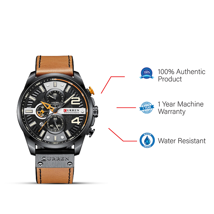 Picture of Curren 8379 Chronograph Leather Watch for Men - Brown