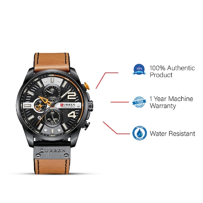 Picture of Curren 8379 Chronograph Leather Watch for Men - Brown