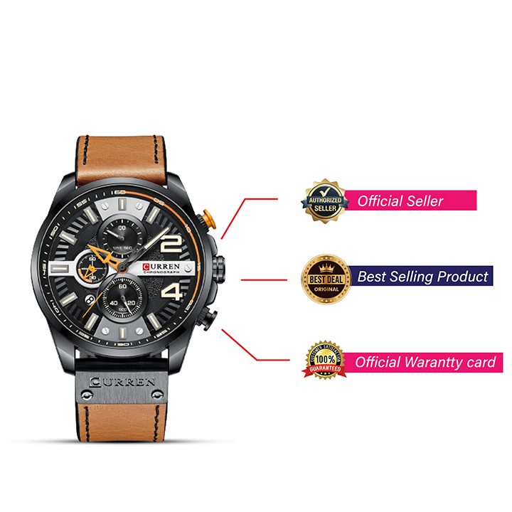 Picture of Curren 8379 Chronograph Leather Watch for Men - Brown