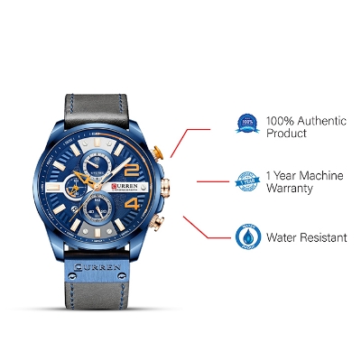 Picture of Curren 8379 Chronograph Leather Watch for Men - Blue